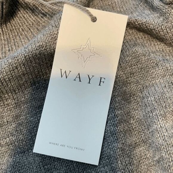 WAYF Lola Puff Sleeve Sweater Dress Gray Knit Mini Mock Neck Pull-Over S - Picture 9 of 12